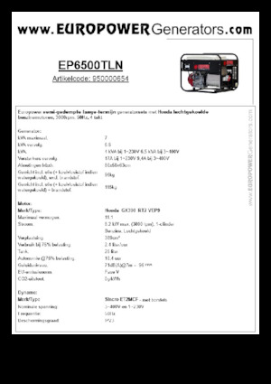 Benzinski generatori struje Europower EP6500TLN (S)
