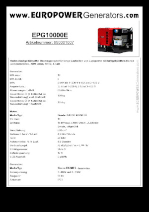 Benzinski generatori struje Europower EPG10000E (S)