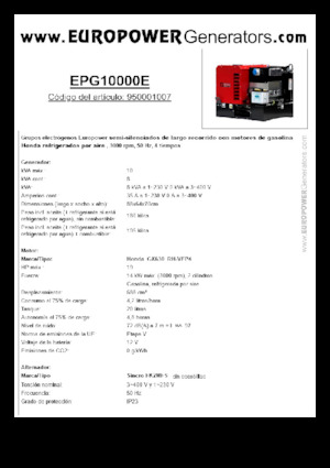 Benzinski generatori struje Europower EPG10000E (S)