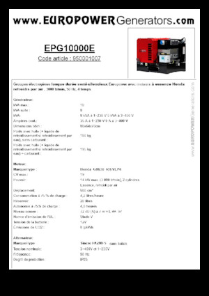 Benzinski generatori struje Europower EPG10000E (S)