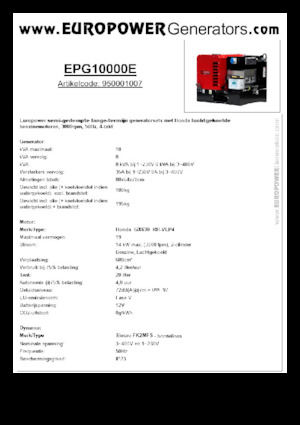 Benzinski generatori struje Europower EPG10000E (S)