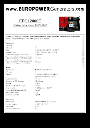 Benzinski generatori struje Europower EPG12000E (S)