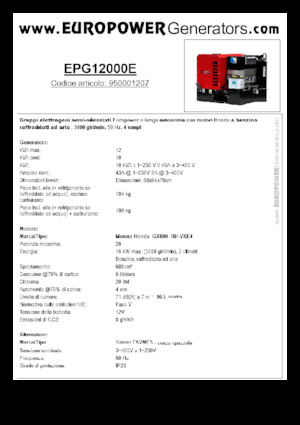 Benzinski generatori struje Europower EPG12000E (S)
