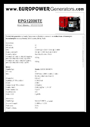 Benzinski generatori struje Europower EPG12000TE (S)