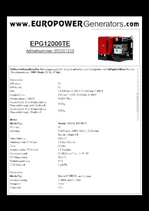 Benzinski generatori struje Europower EPG12000TE (S)