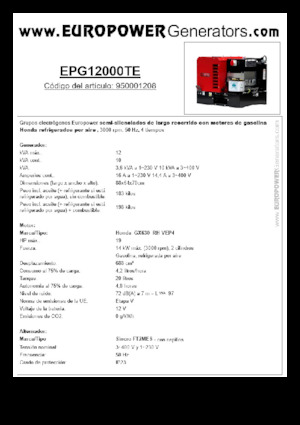 Benzinski generatori struje Europower EPG12000TE (S)