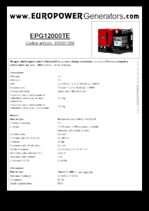 Benzinski generatori struje Europower EPG12000TE (S)