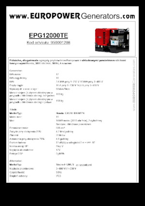 Benzinski generatori struje Europower EPG12000TE (S)