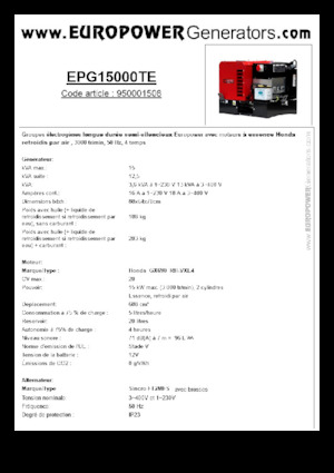 Benzinski generatori struje Europower EPG15000TE (S)