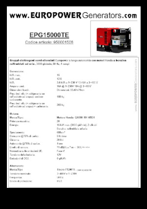 Benzinski generatori struje Europower EPG15000TE (S)