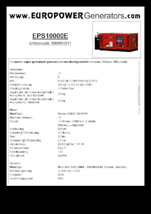 Benzinski generatori struje Europower EPS10000E (MA)