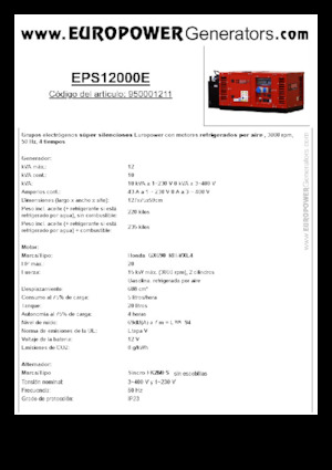 Benzinski generatori struje Europower EPS12000E (S)
