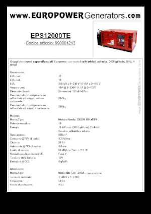 Benzinski generatori struje Europower EPS12000TE (MA)