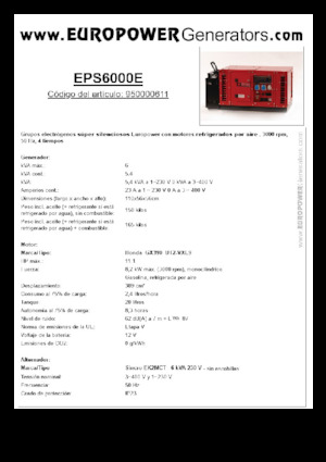 Benzinski generatori struje Europower EPS6000E (S)