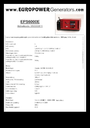 Benzinski generatori struje Europower EPS6000E (S)