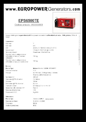 Benzinski generatori struje Europower EPS6500TE (S)