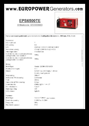 Benzinski generatori struje Europower EPS6500TE (S)