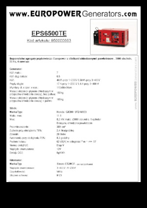 Benzinski generatori struje Europower EPS6500TE (S)