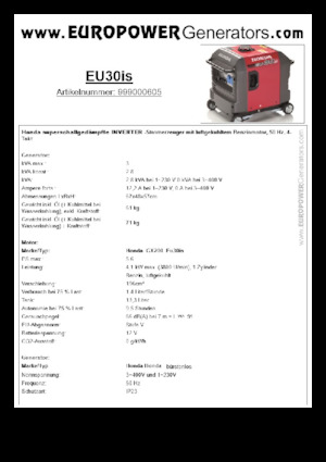 Benzinski generatori struje Europower EU30is