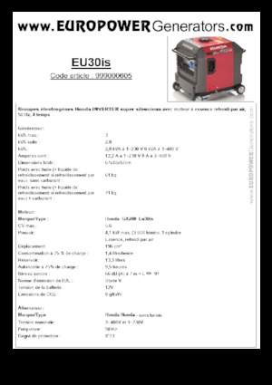 Benzinski generatori struje Europower EU30is