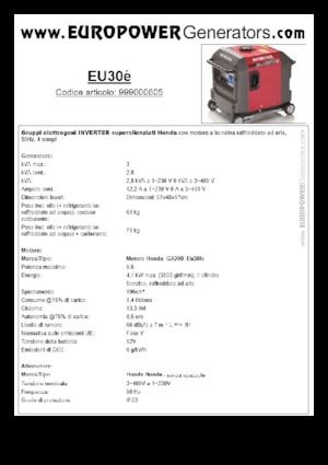 Benzinski generatori struje Europower EU30is