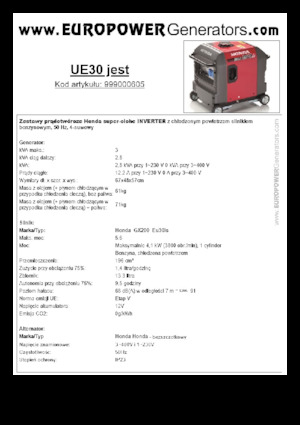 Benzinski generatori struje Europower EU30is