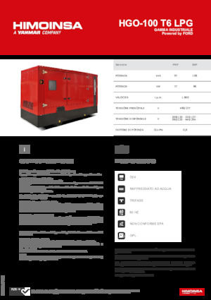 Benzinski generatori struje HIMOINSA HGO-100 T6 LPG