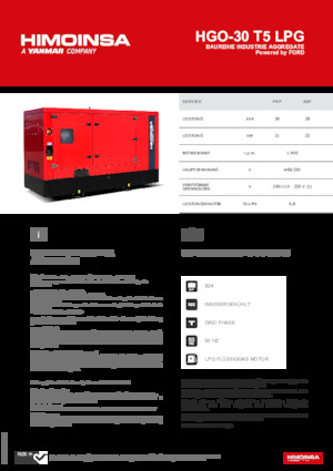 Benzinski generatori struje HIMOINSA HGO-30 T5 LPG