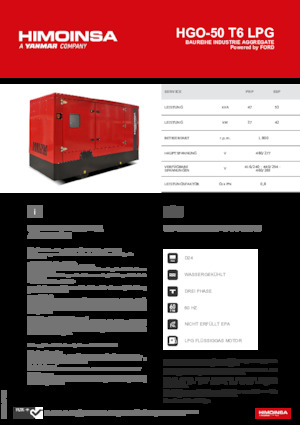 Benzinski generatori struje HIMOINSA HGO-50 T6 LPG