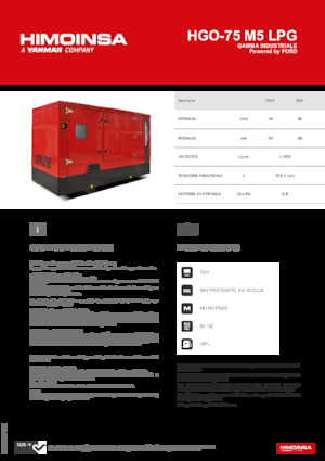 Benzinski generatori struje HIMOINSA HGO-75 M5 LPG