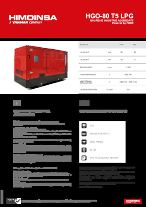 Benzinski generatori struje HIMOINSA HGO-80 T5 LPG