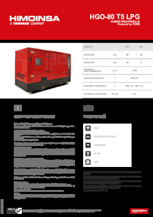 Benzinski generatori struje HIMOINSA HGO-80 T5 LPG