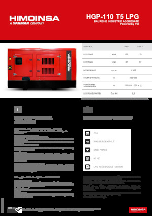 Benzinski generatori struje HIMOINSA HGP-110 T5 LPG