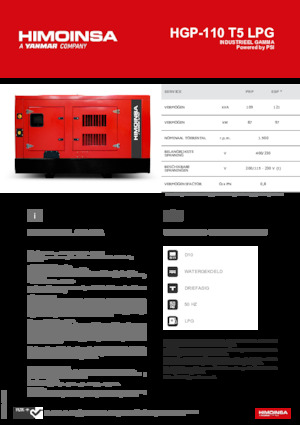 Benzinski generatori struje HIMOINSA HGP-110 T5 LPG