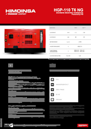 Benzinski generatori struje HIMOINSA HGP-110 T6 NG