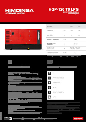 Benzinski generatori struje HIMOINSA HGP-120 T6 LPG