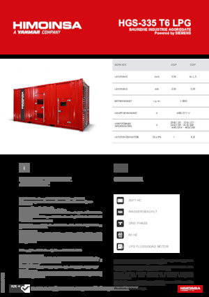 Benzinski generatori struje HIMOINSA HGS-335 T6 LPG