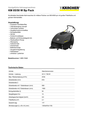 Ručno upravljane mašine za čišćenje Kärcher KM 85/50 W Bp Pack Professional
