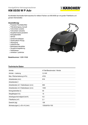Ručno upravljane mašine za čišćenje Kärcher KM 85/50 W P Adv Professional