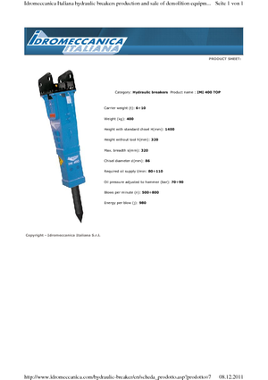Hidraulični čekači Idromeccanica IMI 400 Top