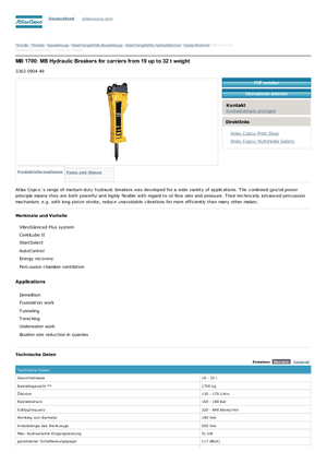 Hidraulični čekači Atlas Copco MB 1700