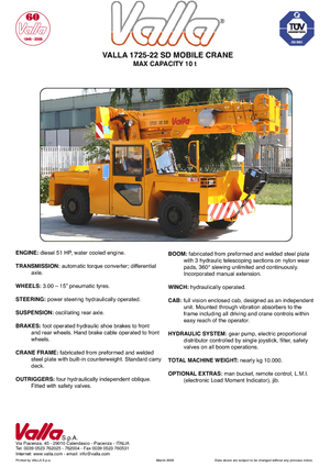 Industrijske pokretne dizalice Valla 1725-22 SD