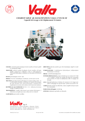 Industrijske pokretne dizalice Valla 1725-36 SE