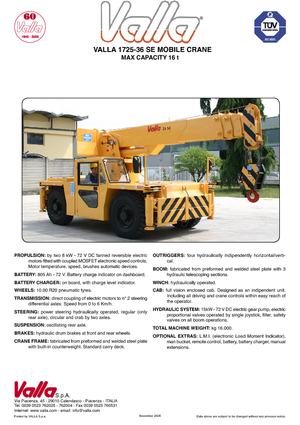 Industrijske pokretne dizalice Valla 1725-36 SE