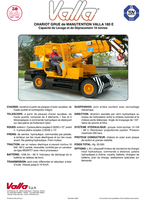 Industrijske pokretne dizalice Valla 180 E 