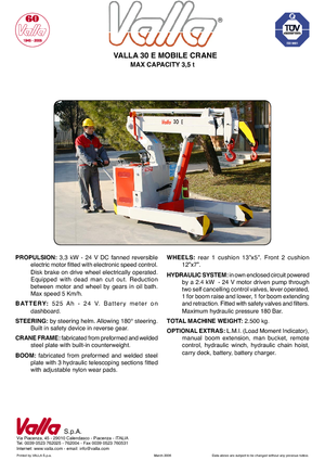 Industrijske pokretne dizalice Valla 30 E
