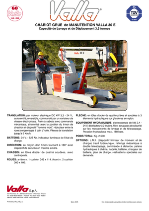 Industrijske pokretne dizalice Valla 30 E