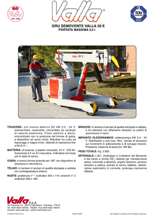 Industrijske pokretne dizalice Valla 30 E