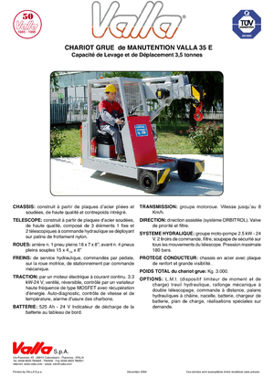 Industrijske pokretne dizalice Valla 35 E