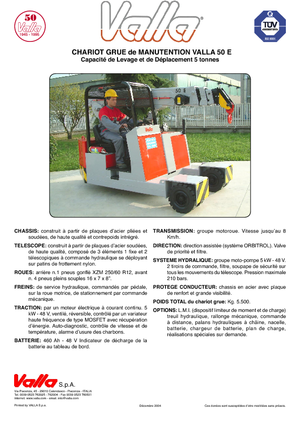 Industrijske pokretne dizalice Valla 50 E